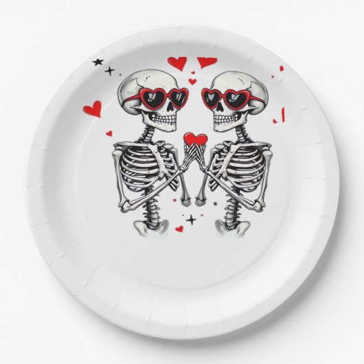 Skeleton Herz Hände für Trends Pappteller (Vorderseite)