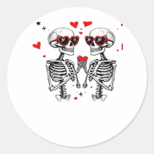 Skeleton Herz Hände für Trends Runder Aufkleber (Vorderseite)