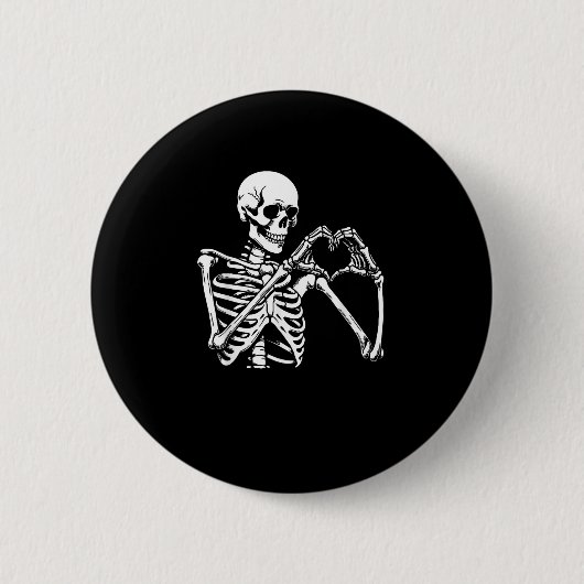 Skeleton Herz Hände unterzeichnen Halloween Kostüm Button (Vorderseite)