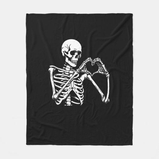Skeleton Herz Hände unterzeichnen Halloween Kostüm Fleecedecke (Vorderseite)