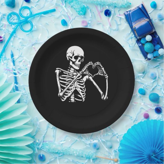 Skeleton Herz Hände unterzeichnen Halloween Kostüm Pappteller (Party)