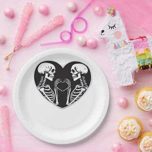 Skeleton Herz Hände unterzeichnen Halloween Kostüm Pappteller (Party)