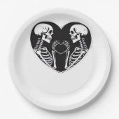 Skeleton Herz Hände unterzeichnen Halloween Kostüm Pappteller (Vorderseite)