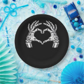 Skeleton Herz Hände unterzeichnen Halloween-Kostüm Pappteller (Party)