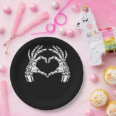 Skeleton Herz Hände unterzeichnen Halloween-Kostüm Pappteller (Party)