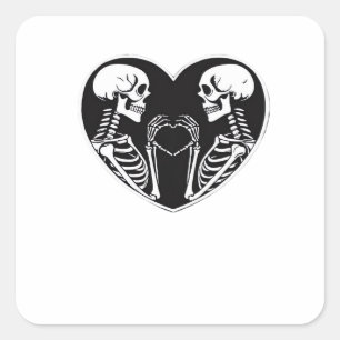 Skeleton Herz Hände unterzeichnen Halloween Kostüm Quadratischer Aufkleber