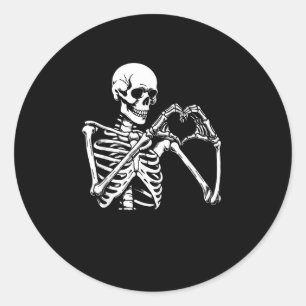 Skeleton Herz Hände unterzeichnen Halloween Kostüm Runder Aufkleber