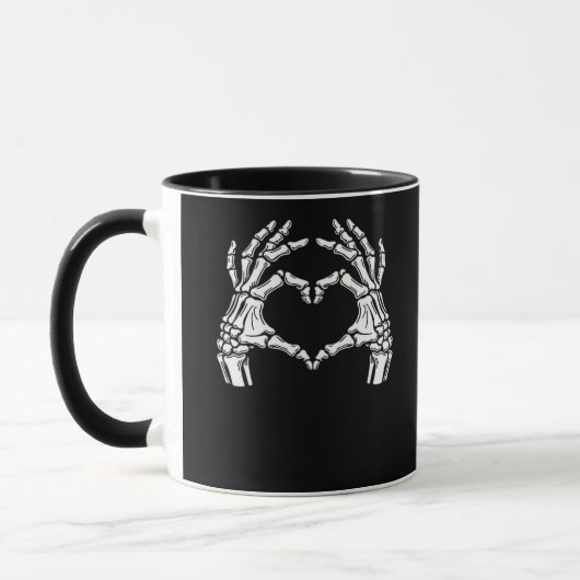Skeleton Herz Hände unterzeichnen Halloween-Kostüm Tasse (Links)