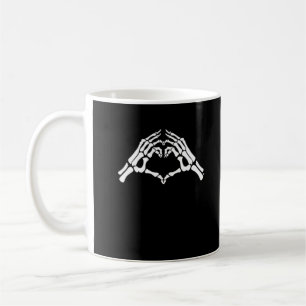 Skeleton Herz und Hände unterzeichnen Kaffeetasse