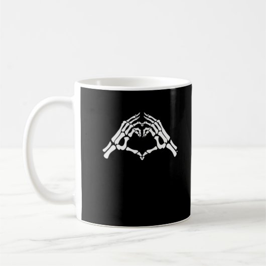 Skeleton Herz und Hände unterzeichnen Kaffeetasse (Links)