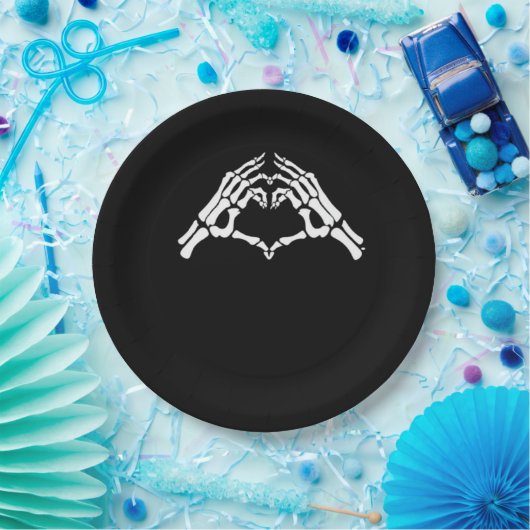 Skeleton Herz und Hände unterzeichnen Pappteller (Party)