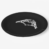 Skeleton Herz und Hände unterzeichnen Pappteller (Schrägansicht)