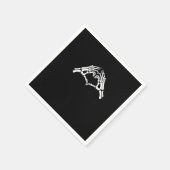 Skeleton Herz und Hände unterzeichnen Serviette (Ecke)