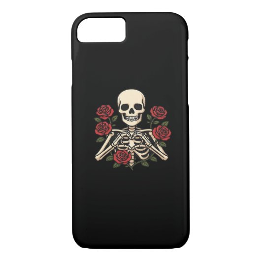 Skeleton Herzhandschuhe mit Rote Rosen - Romantisc Case-Mate iPhone Hülle (Rückseite)