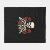 Skeleton Herzhandschuhe mit Rote Rosen - Romantisc Fleecedecke (Vorderseite (Horizontal))
