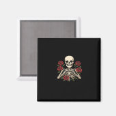 Skeleton Herzhandschuhe mit Rote Rosen - Romantisc Magnet (Vorderseite/Rückseite)