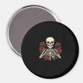Skeleton Herzhandschuhe mit Rote Rosen - Romantisc Magnet (Vorderseite/Rückseite)