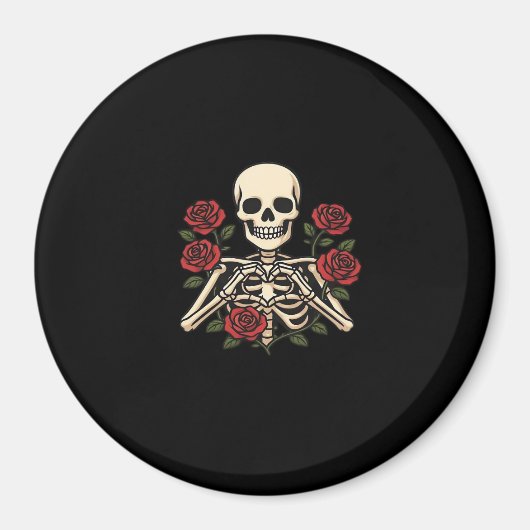 Skeleton Herzhandschuhe mit Rote Rosen - Romantisc Magnet (Vorne)
