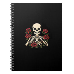 Skeleton Herzhandschuhe mit Rote Rosen - Romantisc Notizblock