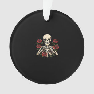 Skeleton Herzhandschuhe mit Rote Rosen - Romantisc Ornament