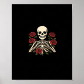 Skeleton Herzhandschuhe mit Rote Rosen - Romantisc Poster (Vorne)