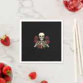 Skeleton Herzhandschuhe mit Rote Rosen - Romantisc Serviette (Beispiel)