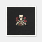 Skeleton Herzhandschuhe mit Rote Rosen - Romantisc Serviette (Vorderseite)