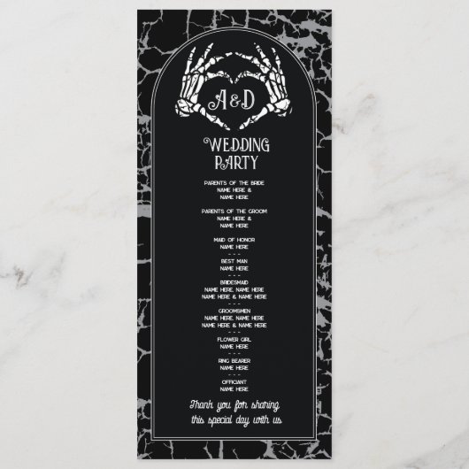 Skeleton Herzklopfen Halloween Begrüßungsfeier Programm (Rückseite)