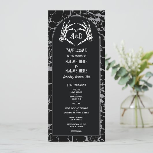 Skeleton Herzklopfen Halloween Begrüßungsfeier Programm (Stehend Vorderseite)