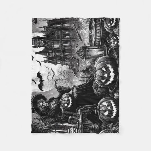 Skeleton Hexch Pumpkin Fleecedecke (Vorderseite)