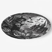 Skeleton Hexch Pumpkin Pappteller (Schrägansicht)