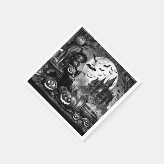 Skeleton Hexch Pumpkin Serviette (Ecke)