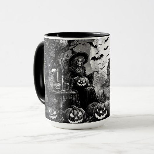 Skeleton Hexch Pumpkin Tasse (Vorderseite Links)