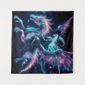 Skeleton Hexe auf Drachenfahrt, kosmische Fantasie Wandteppich (Vorderseite (Horizontal))