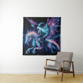 Skeleton Hexe auf Drachenfahrt, kosmische Fantasie Wandteppich (Beispiel)