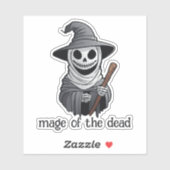 Skeleton Hexe Holding a Wand Aufkleber (Blatt)