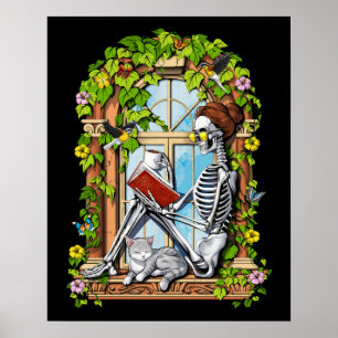 Skeleton Hippie Pflanze Poster