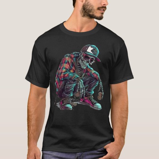 Skeleton Hobo Squatting T-Shirt (Vorderseite)
