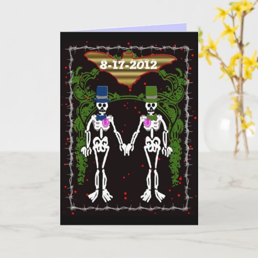 skeleton Hochzeit 2 Karte (Gelbe Blume)
