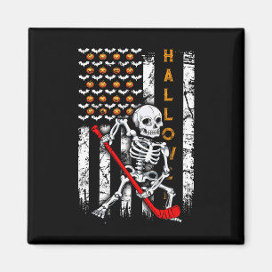 Skeleton Hockey Halloween Magnet