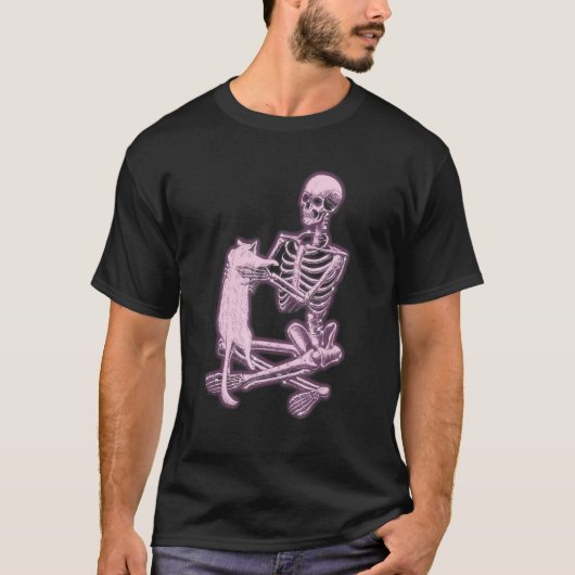 Skeleton Holding A Cat Skeleton & Cat Cat Ideas T-Shirt (Vorderseite)