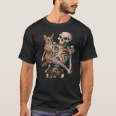 Skeleton Holding A Cat Skull Kitty Halloween Men W T-Shirt (Vorderseite)