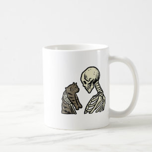 Skeleton Holding Cat Fun Halloween Schädelmännchen Kaffeetasse