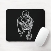 Skeleton Holding Cat Funny Halloween Kostüme Männe Mousepad (Mit Mouse)