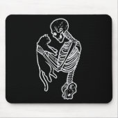 Skeleton Holding Cat Funny Halloween Kostüme Männe Mousepad (Vorne)