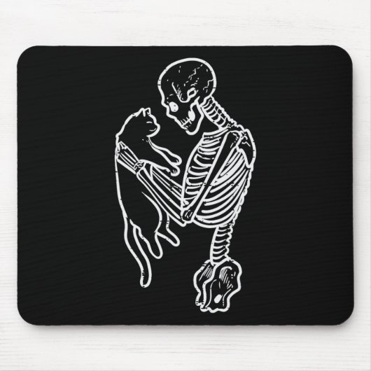 Skeleton Holding Cat Funny Halloween Kostüme Männe Mousepad (Vorne)