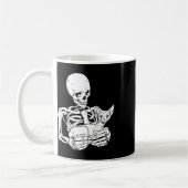 Skeleton Holding Cat Funny Halloween Skull Sphynx Kaffeetasse (Links)