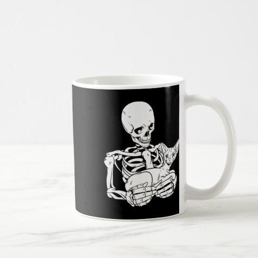 Skeleton Holding Cat Funny Halloween Skull Sphynx Kaffeetasse (Rechts)