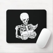 Skeleton Holding Cat Funny Halloween Skull Sphynx Mousepad (Mit Mouse)