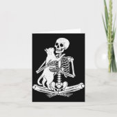 Skeleton Holding Cat Funny Soky Halloween Meow Kit Karte (Vorderseite)